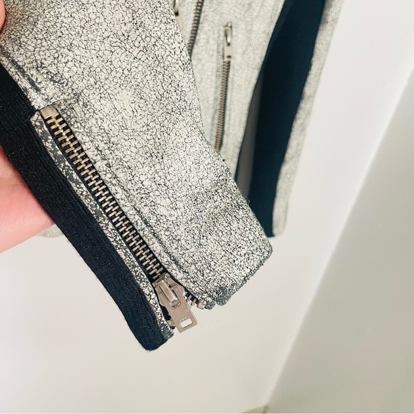 IRO Ilaria Ribbed Distressed Lamb Leather Biker Jacket Off-white Size 8 - Picture 13 of 15